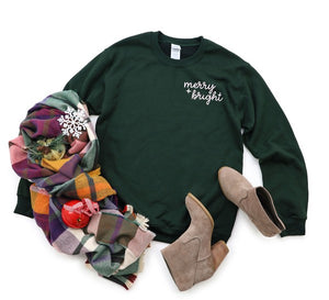 Embroidered Merry and Bright Sweatshirt
