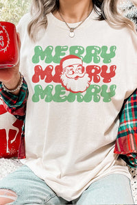 MERRY MERRY MERRY SANTA Graphic Tee