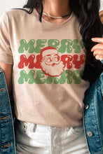 Load image into Gallery viewer, MERRY MERRY MERRY SANTA Graphic Tee
