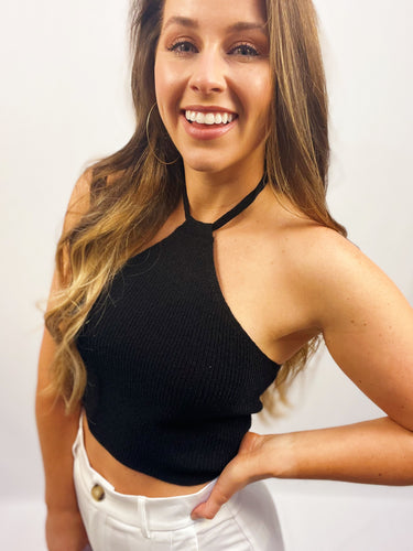 Black Crop Halter