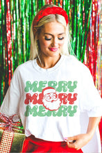 Load image into Gallery viewer, MERRY MERRY MERRY SANTA Graphic Tee
