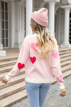 Load image into Gallery viewer, Heart Round Neck Droppped Shoulder Sweater