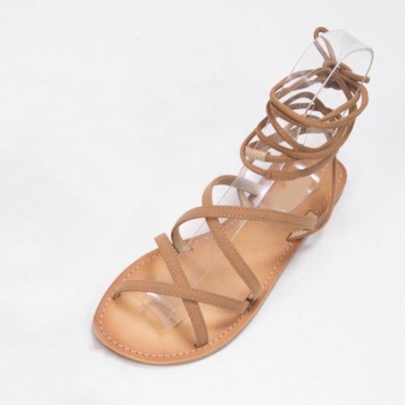 Tan hot sale wrap sandals